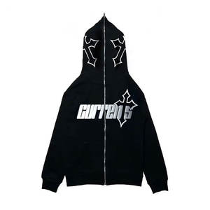 Sudadera con capucha y cremallera de cara completa para hombre de alta calidad, ropa de calle de talla grande, ropa de invierno hecha de poliéster/algodón - Product Image 4