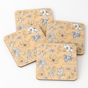 ที่รองแก้วไม้พิมพ์ลายตาราง4ชิ้นชุดอุปกรณ์ครัวใช้ในบ้านและห้องครัว - Product Image 6