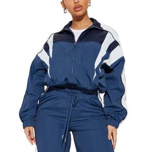 Chándal cortavientos informal para mujer, Top con cremallera de 2 piezas y cintura elástica, conjunto de chándal cortavientos para mujer, alta calidad 2026 - Product Image 1