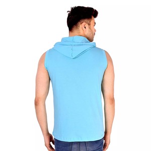 Sweat à capuche de sport pour hommes, couleur personnalisée, sans manches, confortable, en coton peigné, à vendre - Product Image 6