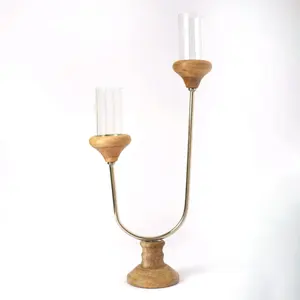 Bougeoir à base en bois et métal au design unique - Product Image 3