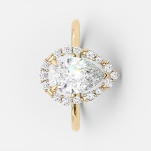 10k or massif rond et poire coupe laboratoire diamant cultivé bague de fiançailles Vintage Halo bijoux pour la fabrication de bagues en diamant de qualité supérieure - Product Image 3