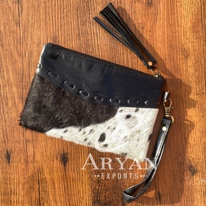 Nueva llegada de cuero de vaca multifuncional señoras cremallera bolsa de cuero genuino de la moda tarjeta efectivo monederos de muñeca para las mujeres - Product Image 1