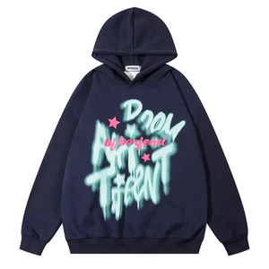 Sudadera con Capucha de Invierno de Algodón 100% Teñido Liso con Estampado de Alta Definición y Bordado, Estilo Última Moda, Térmica, Oversize, con Bolsillo Canguro para Hombre y Mujer - Product Image 5