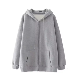 Personalizable 400gsm algodón francés Terry Zip-up Hoodie Drop Shoulder Basics Fleece para el invierno - Product Image 4
