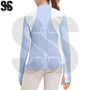 Chemises d'entraînement d'équitation pour femmes personnalisées, légères, durables, pour activités de plein air, fermeture éclair, absorbant la transpiration, douces et rapides - Product Image 3