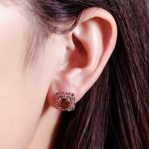 Jeulia Milgrain Halo Cushion Cut Sterling <b>Silver</b> <b>Stud</b> Earrings for Wedding - Product Image 6