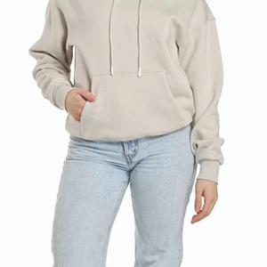 Jersey caqui para mujer, Sudadera con capucha coreana, 80% algodón peinado, 20% poliéster, estilo largo informal, ligero, ODM, insignia de invierno, forro polar bordado - Product Image 2