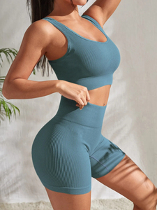 Conjuntos de yoga para mujer Ropa deportiva Ropa de entrenamiento Sujetador deportivo y pantalones cortos de yoga Traje Gimnasio Conjuntos de fitness - Product Image 2