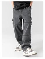 Jeans pour hommes de haute qualité, personnalisés, à la mode, gris noirâtre, baggy cargo, coupe droite, nouveau style de jeans grande taille en coton/élasthanne