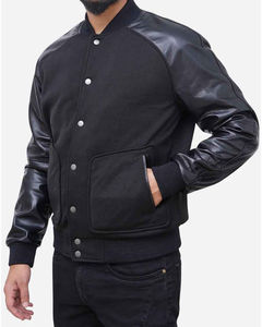 Veste universitaire grande taille de meilleure qualité pour hommes, veste en laine à manches en cuir avec logo personnalisé et broderie coupe-vent Letterman - Product Image 3