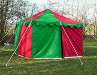16 mq. Tenda Quadrata Impermeabile in Tela di Cotone Resistente 4m X 4m con Pali in Alluminio Alti 3,5m per Rievocazioni Medievali all'Aperto