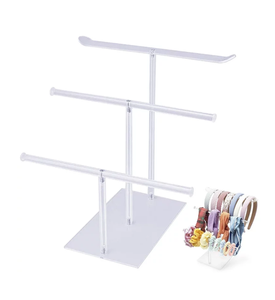 Soporte de joyería decorativo de tres formas en T de color blanco con una base para decoración de mesa, uso de exhibición de joyería, soporte de joyería - Product Image 1