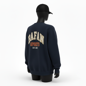 <b>Women</b> Oversize Sweatshirt Premium Quality 320GSM Soft Cotton Polyester <b>Fleece</b> <b>Navy</b> Oversized Chenille Logo breathable Sweatshirt - Product Image 5