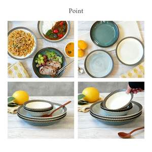 Vente en gros de vaisselle en porcelaine de conception moderne japonaise, grandes assiettes de service à soupe inclinées, bols en céramique écologiques, usage domestique - Product Image 5