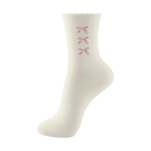 Calcetines de Algodón Transpirables para Mujer, Diseño Coreano con Estampado de Iconos Lindos y Lazo, para Uso Diario - Icon B - Product Image 3