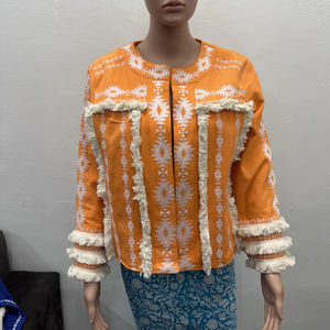 100% coton manteaux vêtements d'extérieur 2025 automne créateur de mode vêtements femmes partout luxueux broderie 3/4 manches hauts manteau femme - Product Image 1