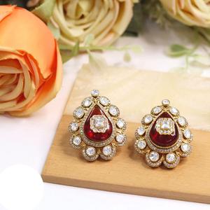 หินเคลือบสีทองสไตล์ชนเผ่าต่างหูแบบดั้งเดิมสำหรับผู้หญิงสาวๆสำหรับตอนเย็นดูสำหรับปาร์ตี้สวมใส่แฟชั่นคอลเลกชัน - Product Image 1