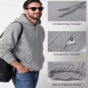 Sudadera con Capucha Clásica Gris para Hombre, Sudadera Informal de Invierno - Product Image 3
