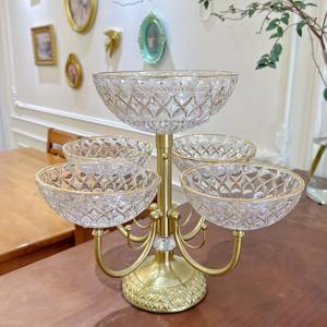 Cuenco decorativo de diseñador de lujo con soporte de Metal elegante bandeja de centro de mesa para mesa hogar sala de estar o acento de exhibición de eventos - Product Image 2