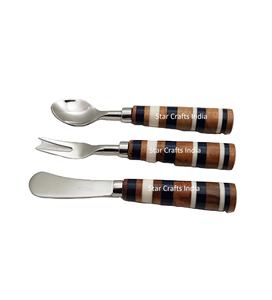 CACIA-cubiertos de acero inoxidable para cocina, conjunto de 3 cubiertos de acero inoxidable con cuchara chapada en plata y cuchillo - Product Image 1