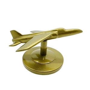 Modern Golden Airplane Sculpture Polished <b>Desk</b> Decor for home office gifting or collectors display - Product Image 1