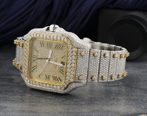 Montre de luxe en moissanite bicolore avec cadran romain, bijoux hip-hop haut de gamme, montre-bracelet en diamant - Product Image 2