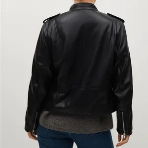 Haute qualité nouvelle veste de motard en cuir pour femmes à la mode coton remplissage longue automne été mode poche en gros - Product Image 5