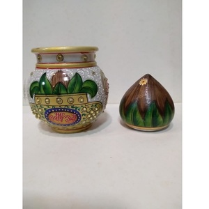 Plaques décoratives murales peintes à la main représentant le dieu Krishna et Ganesh, art décoratif pour le temple, la décoration du salon - Product Image 3