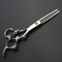 Ciseaux de barbier droits de qualité supérieure avec manche Dragon Noir pour droitiers, en acier inoxydable japonais VG10, lame tranchante