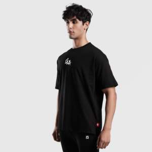 T-shirt GA Expression Wear 2.0 en coton biologique 100 %, coupe oversize, style streetwear décontracté, tissu jersey compressé, coupe ample, 200 grammes, noir - Product Image 3