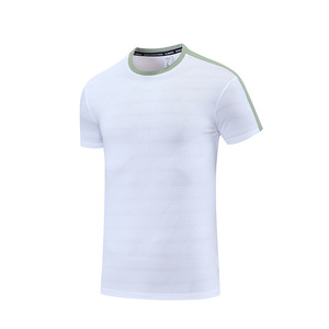 Camiseta para hombre, Camiseta ajustada de secado rápido con cuello redondo, ropa de gimnasio, camisetas tejidas de estilo deportivo con logotipo personalizado para hombre - Product Image 4