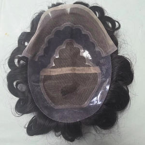 Lace Front Human Hair Wig <b>Toupee</b> for Men with Natural Wave & Kinky Straight Styles-Soft Indian Hair Patches - Product Image 1