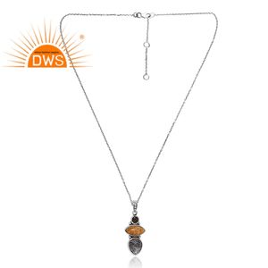 Collar con colgante de múltiples piedras preciosas naturales de Plata de Ley 925 más vendido, fabricante de joyería personalizada - Product Image 1