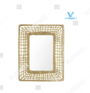 Vietrustic Home Inspiration Arte de pared decorativo hecho a mano Seagrass Yute Espejo Decoración para sala de estar - Product Image 1