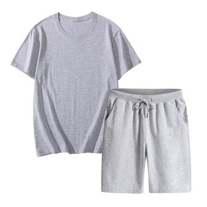 ชุดกีฬาฤดูร้อนของผู้ชายขายดีเสื้อยืดถักและกางเกงขาสั้นเดินแบบลำลองทรงหลวม - Product Image 5