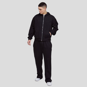 Vêtements pour hommes de haute qualité survêtement 2 pièces 100% coton pantalon évasé avec logo personnalisé et sweat à capuche zippé pour hommes - Product Image 4