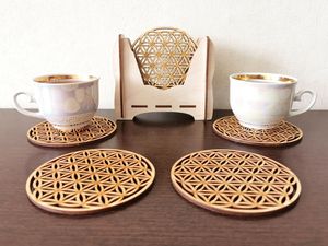 Posavasos personalizado moderno respetuoso con el medio ambiente 3,75 sublimación Hardboard Mdf Squarestone con posavasos trasero de corcho - Product Image 3