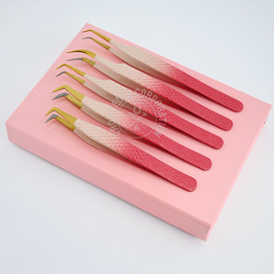 High Quality 45 Degree Volume Fans Eyelash Extension Tweezers Fiber Tip Nano Grip Pointed Tip Stainless Lash <b>Tool</b> - Product Image 3