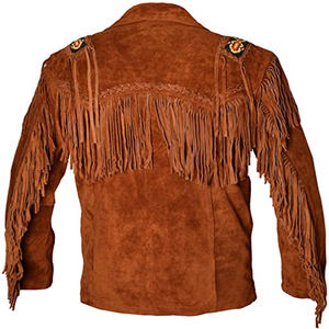 Chaqueta de Cuero Vaquero de Alta Calidad con Flecos y Cuentas, Estilo Occidental, Original, de Cuero Vacuno, para Hombre - Product Image 2