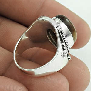 Anillo de Piedra Ojo de Tigre de Corte Ovalado Estilo Boho Vintage, Elaborado en Plata de Ley 925, Joyería Boho Hecha a Mano - Product Image 4