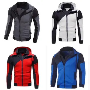 Sweat à capuche à fermeture éclair Colorblock rouge et noir personnalisable Concevez votre propre veste polaire confortable avec capuche et poches réglables - Product Image 3