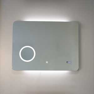 80x60 LED Touch Mirror with <b>Digital</b> <b>Clock</b> and Magnifying Glass Modern Bathroom Accessory - Product Image 1