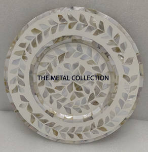 การออกแบบล่าสุดถาดเสิร์ฟสําหรับบ้านห้องครัวและอุปกรณ์โรงแรมถาดมีสไตล์สีขาวทรงกลมไม้ & Mop ถาดเก็บ - Product Image 5