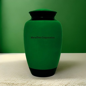 โถใส่เถ้ากระดูกสำหรับผู้ใหญ่สำหรับพิธีศพสีเขียวและสีดำใบโหระพาคู่แบบคลาสสิก - Product Image 2