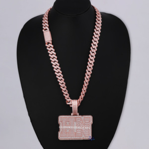 Mens Hip Hop High Quality Luxury Iced Out Diamond <b>Chain</b> with Pendant Made in <b>925</b> <b>Sterling</b> <b>Silver</b> Moissanite Diamond Vvs Clarity - Product Image 1