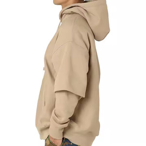 Vente en gros 500 Gsm Sweat à capuche à manches doubles pour hommes Heavyweight Oversize French Fleece 100% Cotton Plain Blank Long Sweatshirt Double - Product Image 6