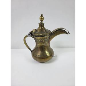 Ambiance Lifestyle Arabic Coffee Dallah Etching Design Gold Handcrafted Stainless Steel Eco-Friendly <b>Teapot</b> <b>Metal</b> Lid for Home - Product Image 6