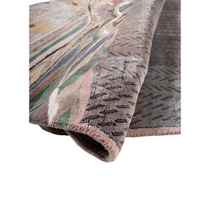 Alfombra Manchaha de Lana y Seda de Bambú con Patrón Abstracto, Anudada a Mano, Rosa y Morado, para Uso Doméstico - Les-2762 - Product Image 2