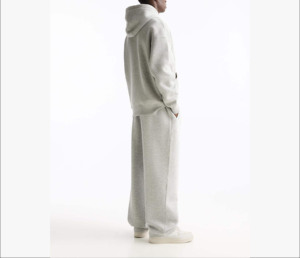 OEM Custom Heavyweight Plain Oversized Cotton Flared Baggy Tracksuit for Men Sweatpants and Hoodie <b>Set</b> for Winter - Product Image 2